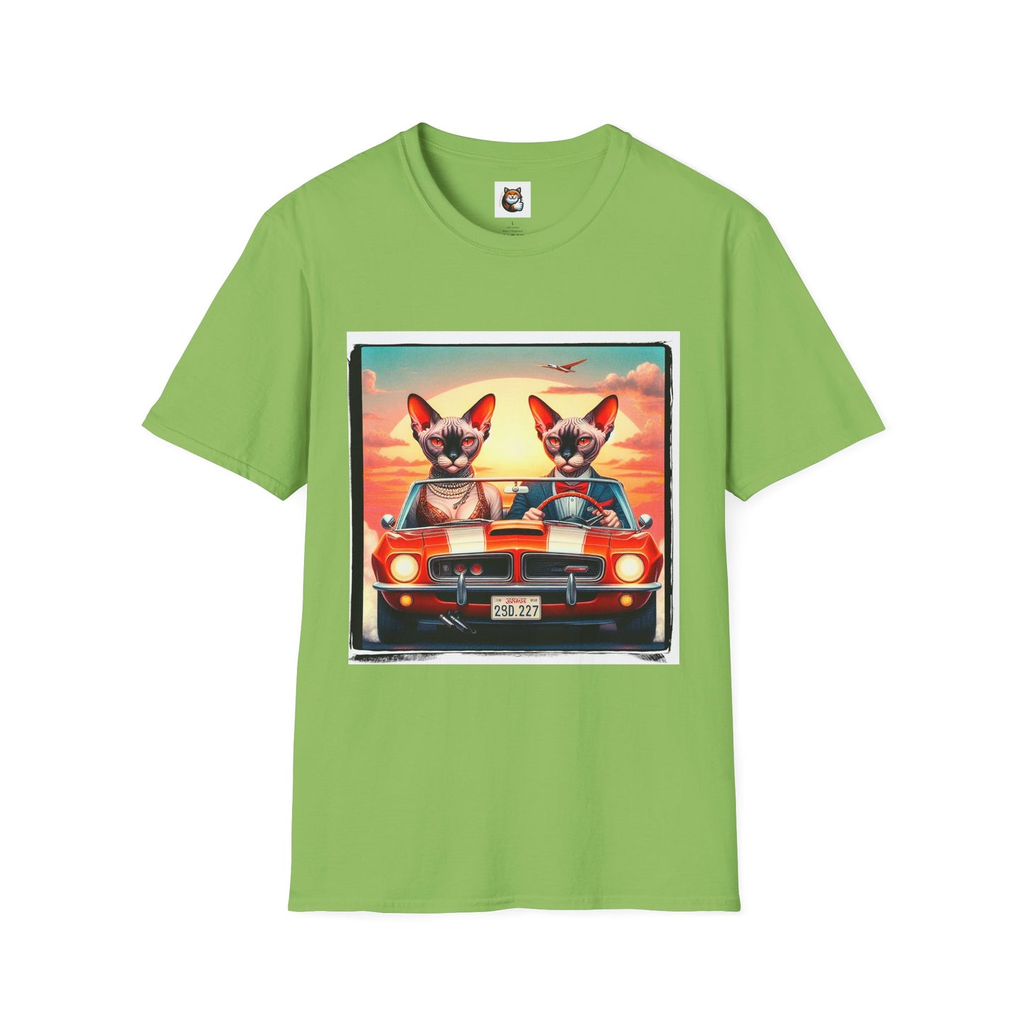 Wacky Devon Rex vintage car Unisex Softstyle T-Shirt