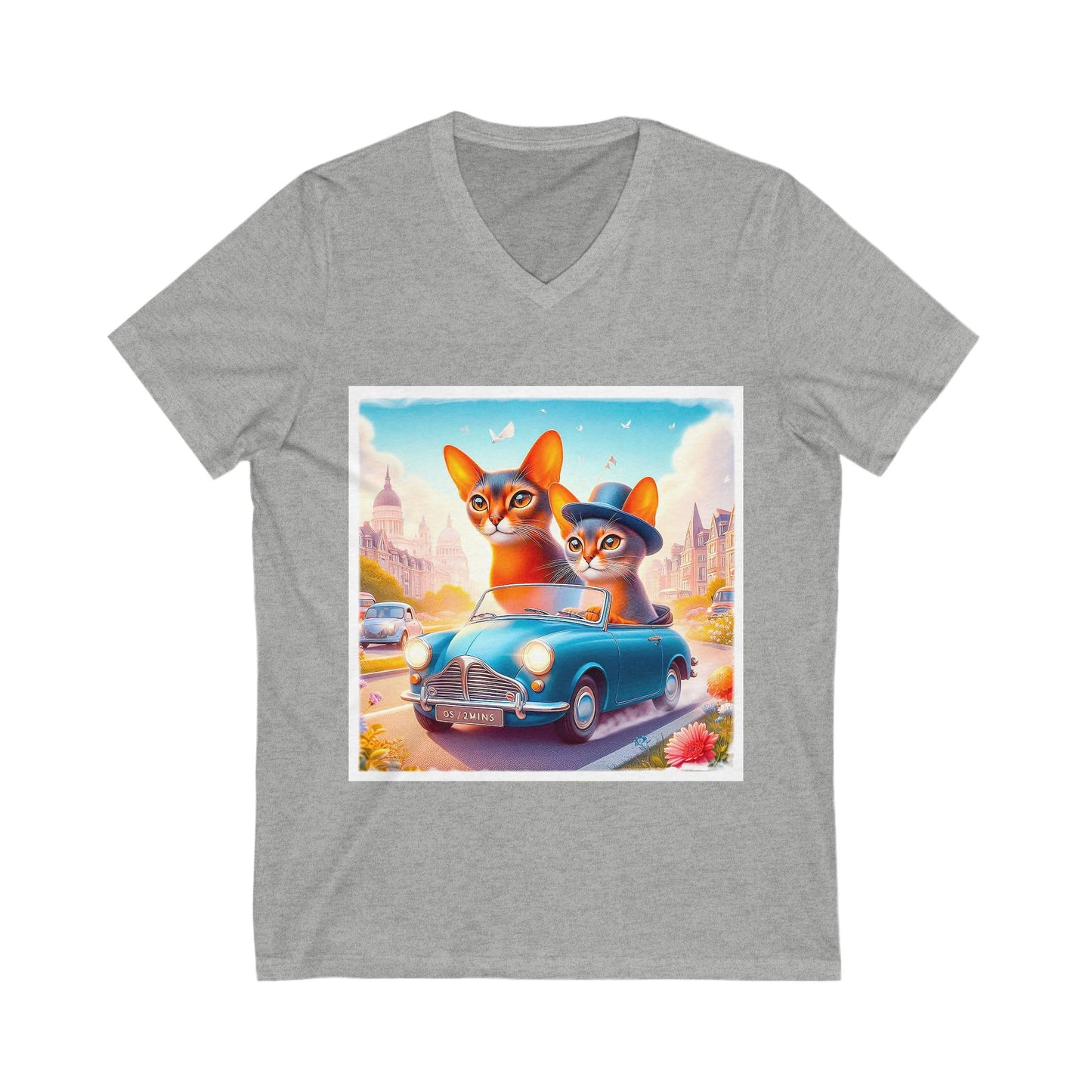 Wacky blue car Unisex Jersey Short Sleeve V-Neck Tee