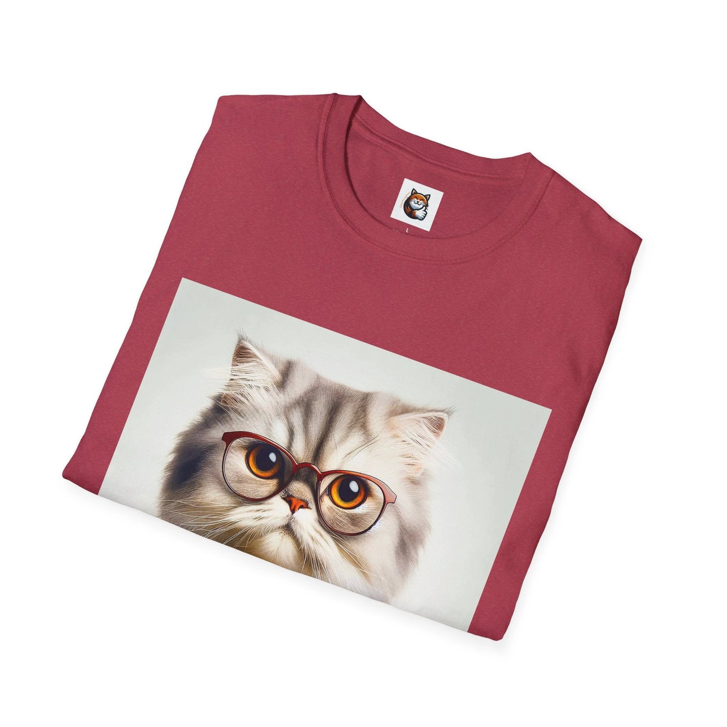 Persian Cat Graphic Tee Unisex Softstyle Shirt With Glasses And Tie For Cat Lovers Gift