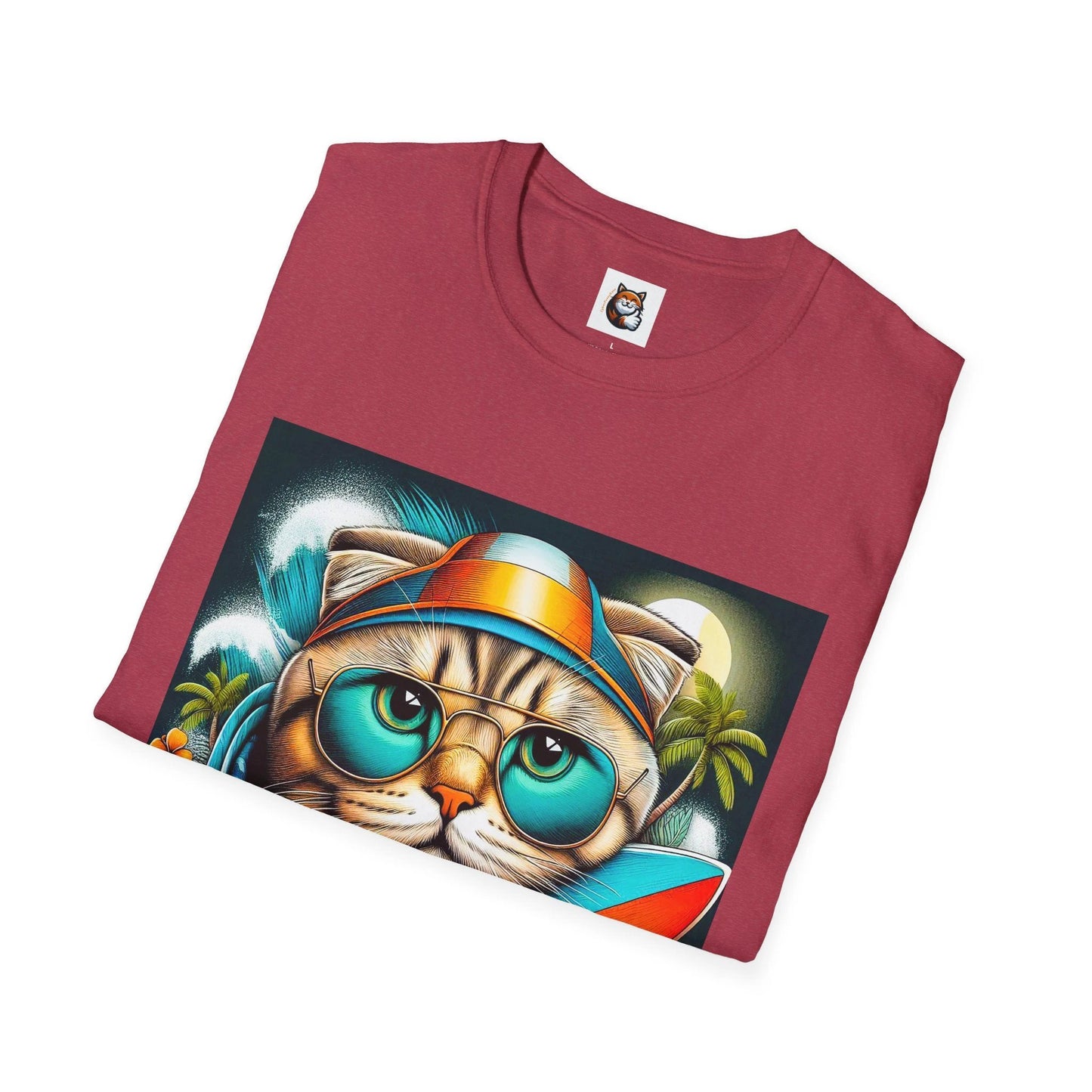 Scottish Fold Cat cool surfer T-Shirt by Printify