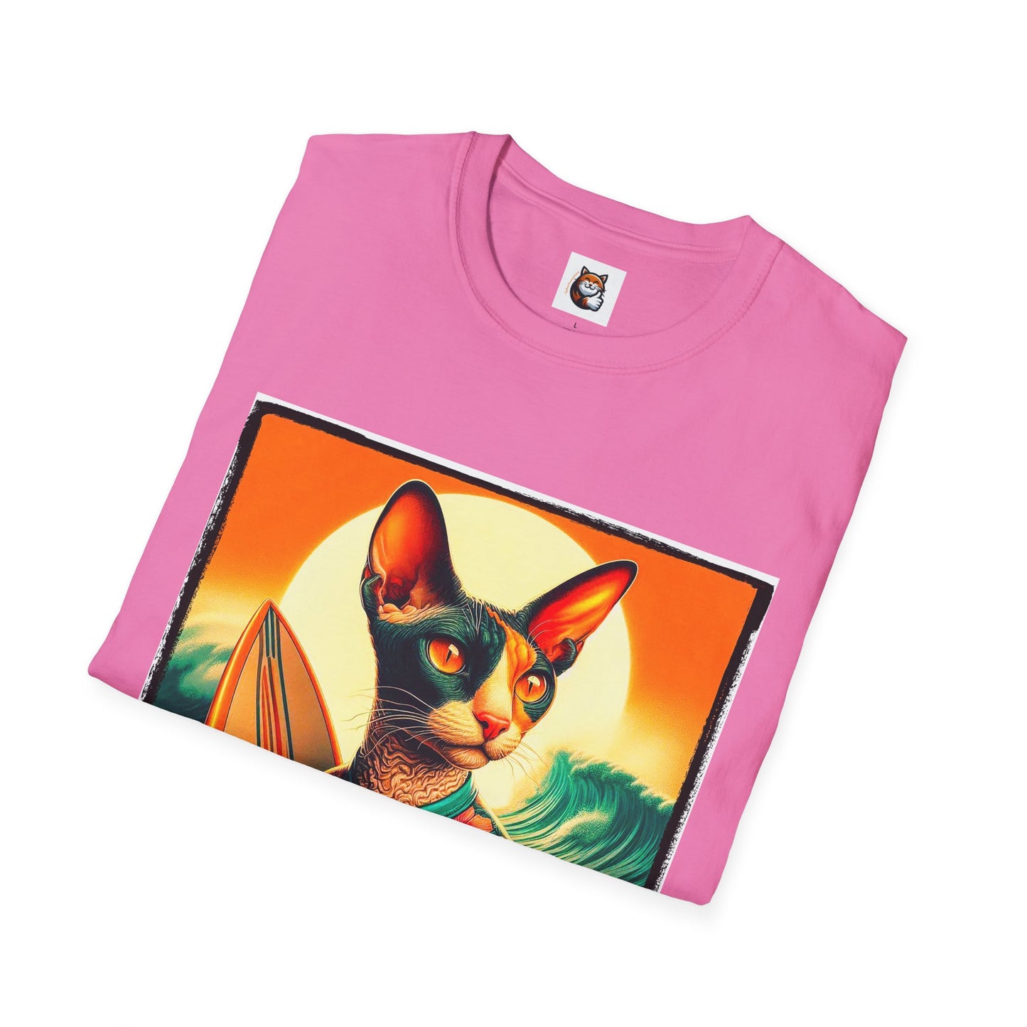 Cornish Rex Cat crashing waves T-Shirt