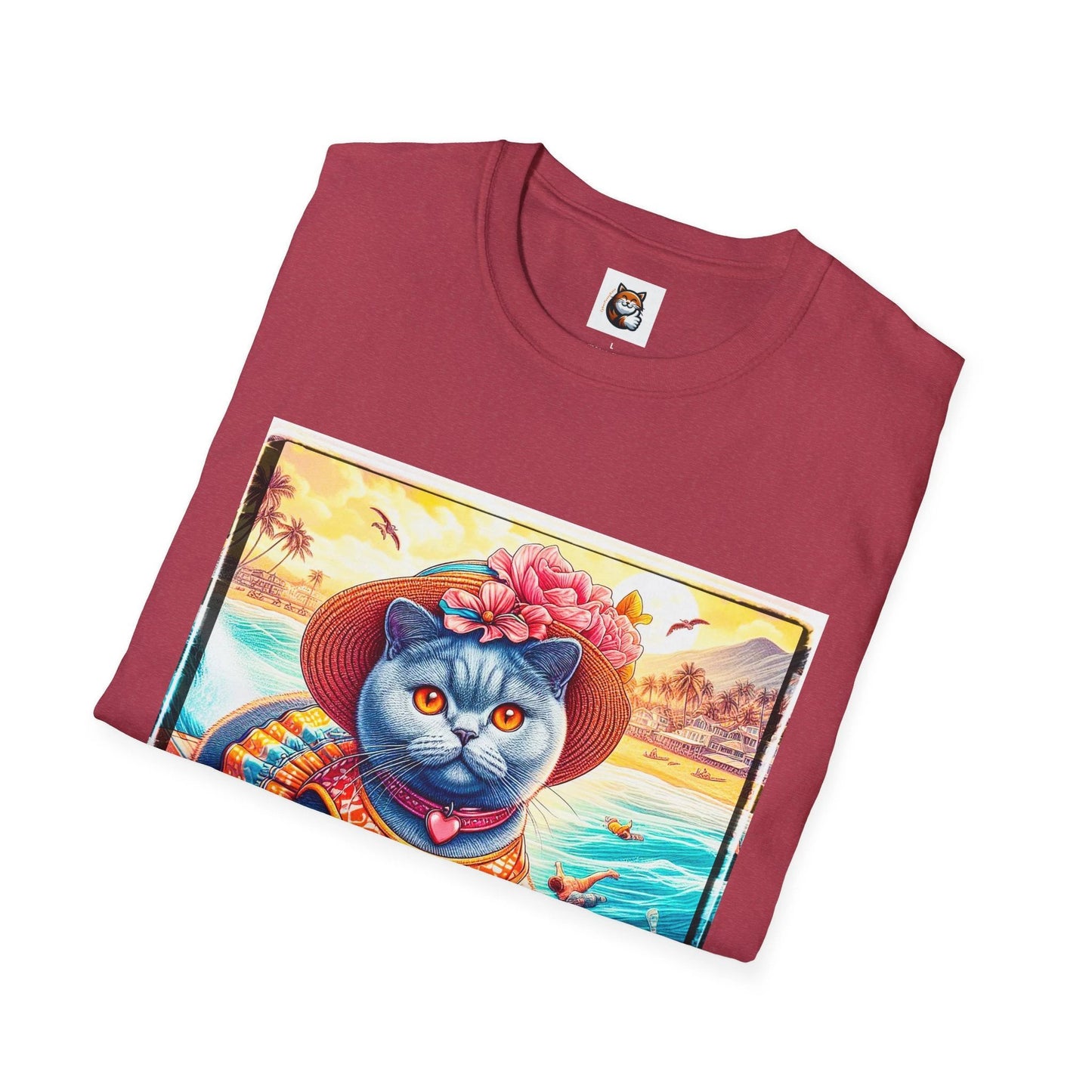 British Shorthair pretty surfer girl Softstyle T-Shirt by Printify