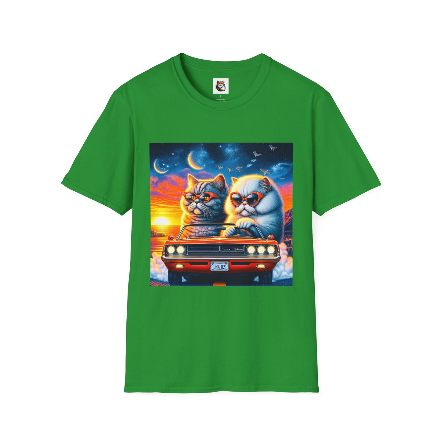 Selkirk Rex Cat T-Shirt sunset driving