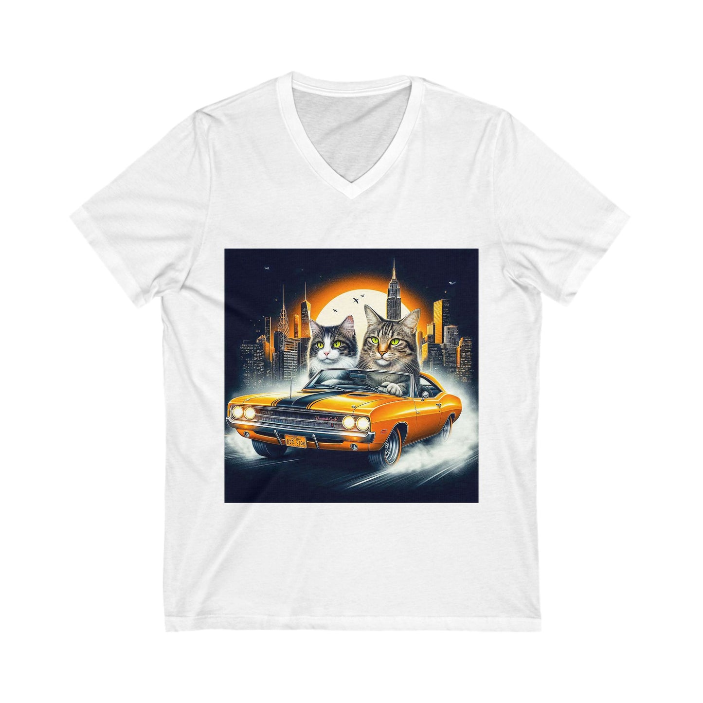 Wacky Domestic Cat Unisex Jersey Short Sleeve V-Neck Tee