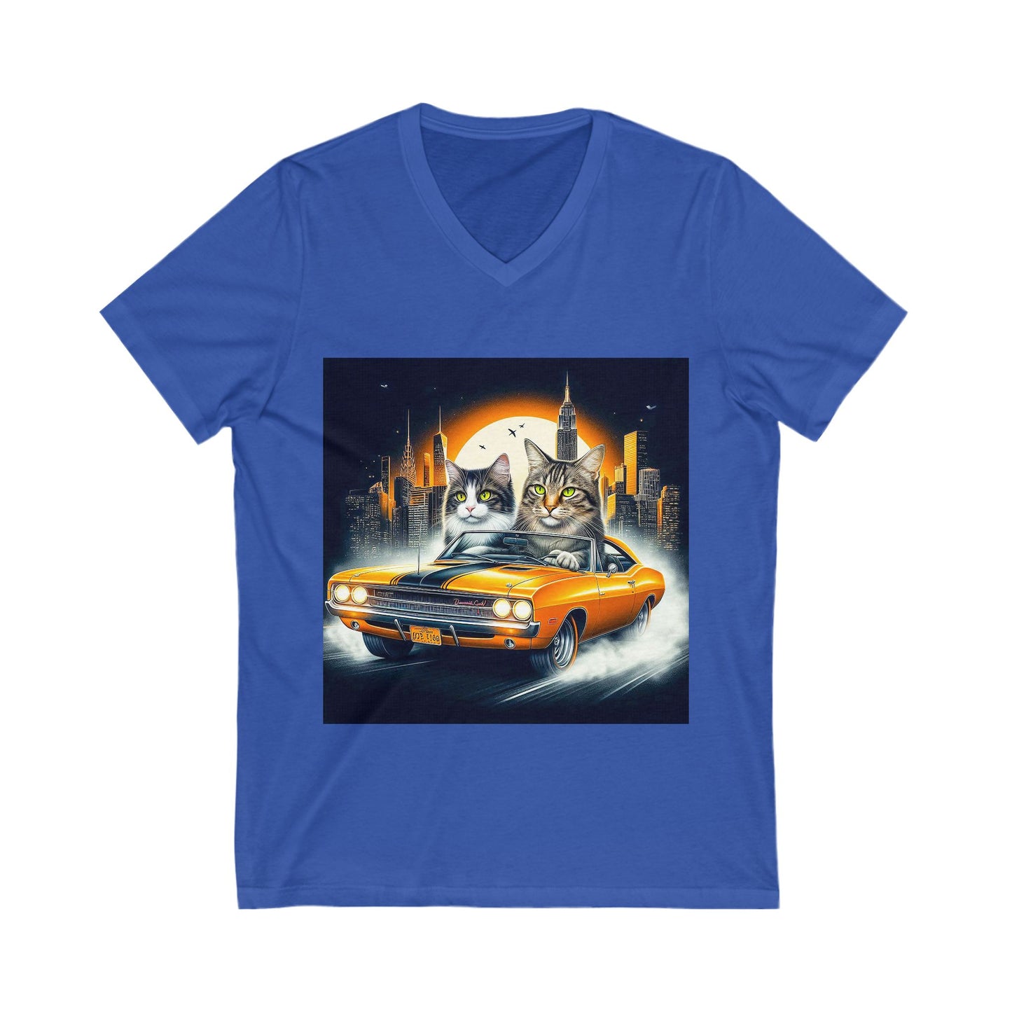 Wacky Domestic Cat Unisex Jersey Short Sleeve V-Neck Tee