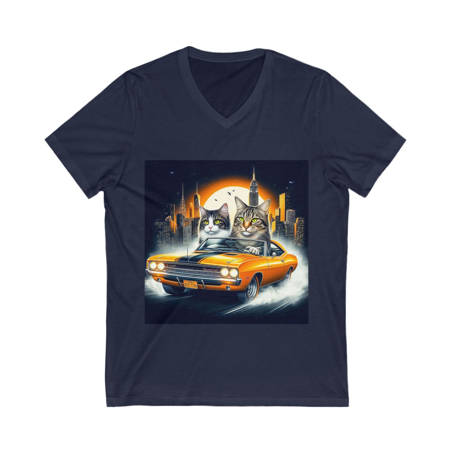 Wacky Domestic Cat Unisex Jersey Short Sleeve V-Neck Tee