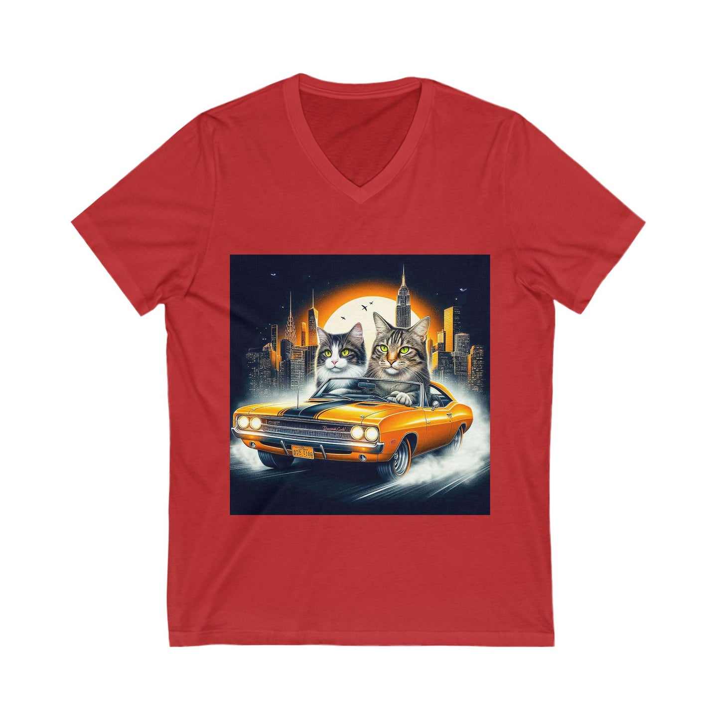 Wacky Domestic Cat Unisex Jersey Short Sleeve V-Neck Tee