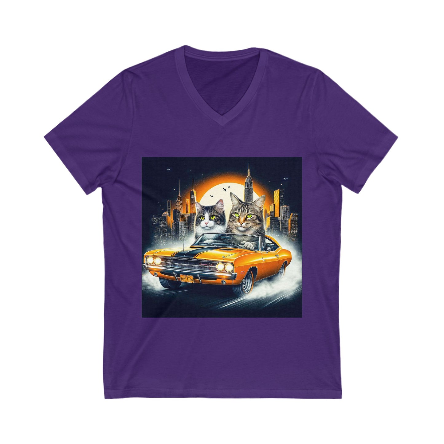 Wacky Domestic Cat Unisex Jersey Short Sleeve V-Neck Tee