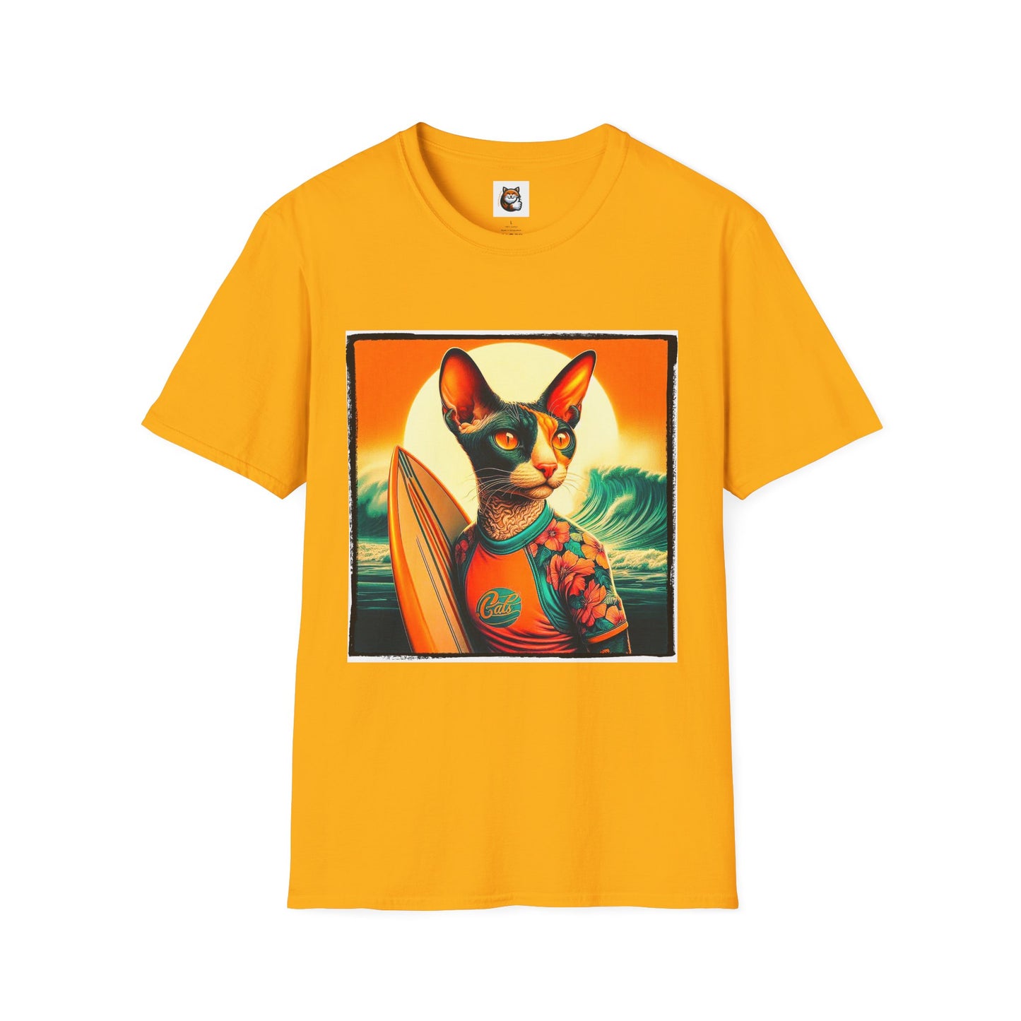 Cornish Rex Cat crashing waves T-Shirt