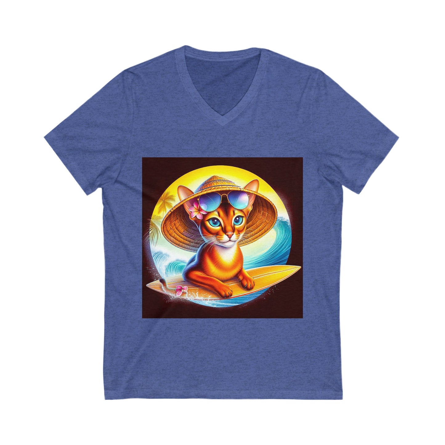 Abyssinian surfing baby Jersey Short Sleeve V-Neck Tee