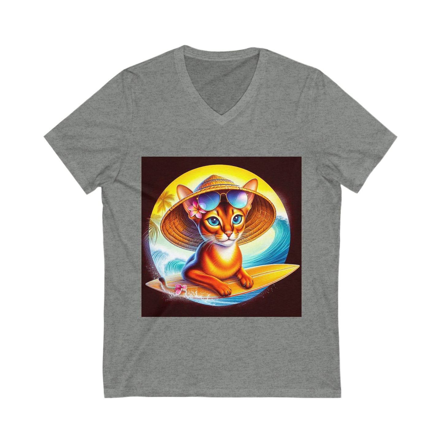 Abyssinian surfing baby Jersey Short Sleeve V-Neck Tee