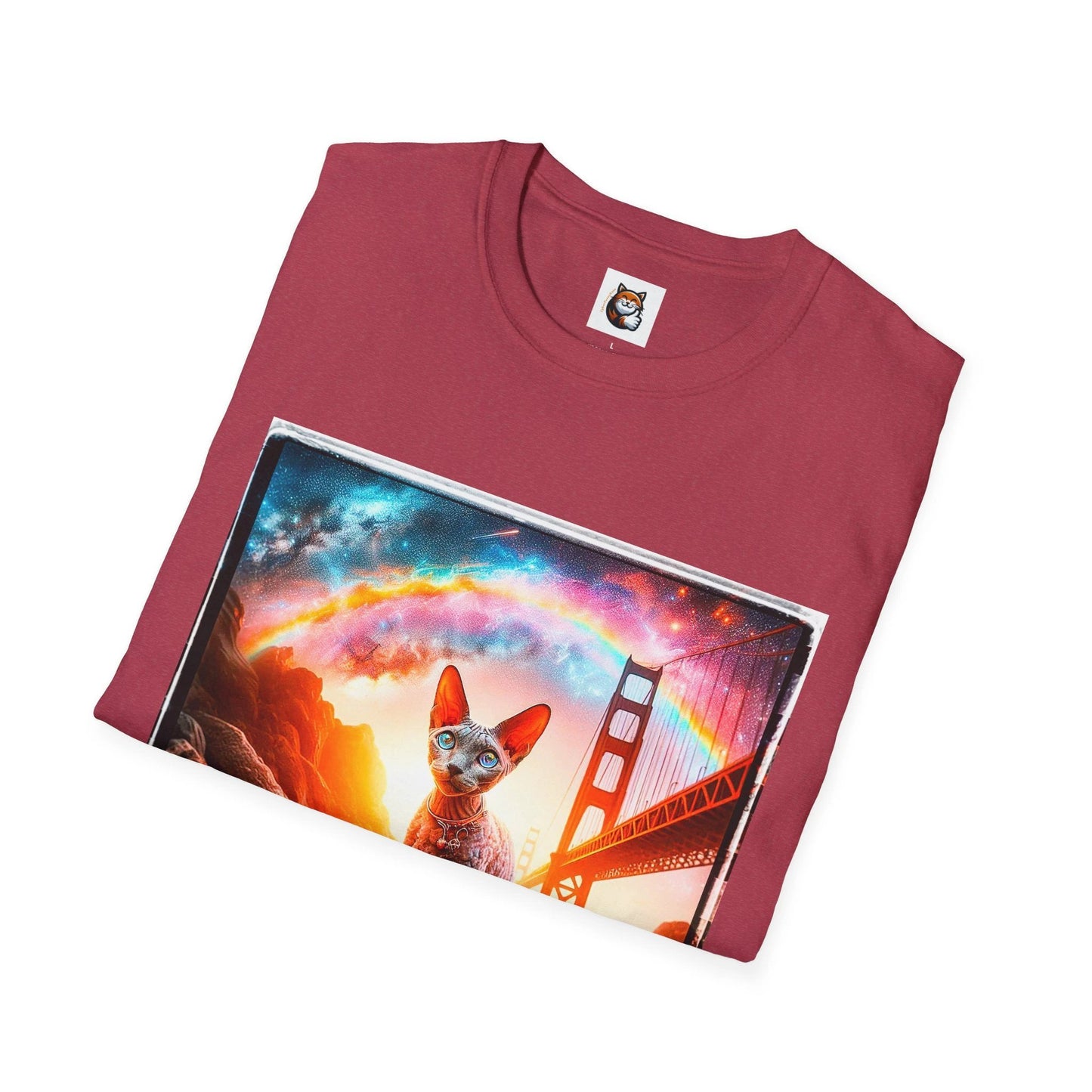 Cornish Rex Cat rainbow sunset T-Shirt by Printify