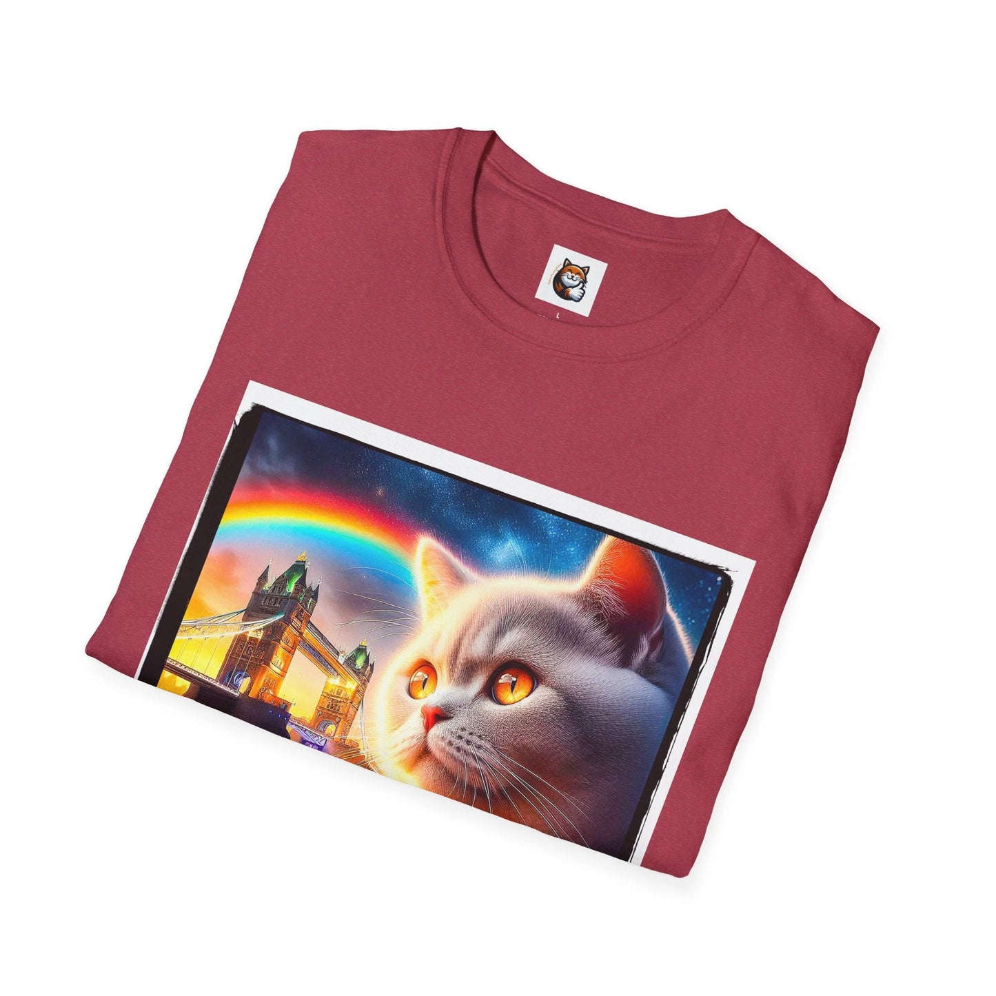 British Shorthair rainbow bridge Softstyle T-Shirt by Printify