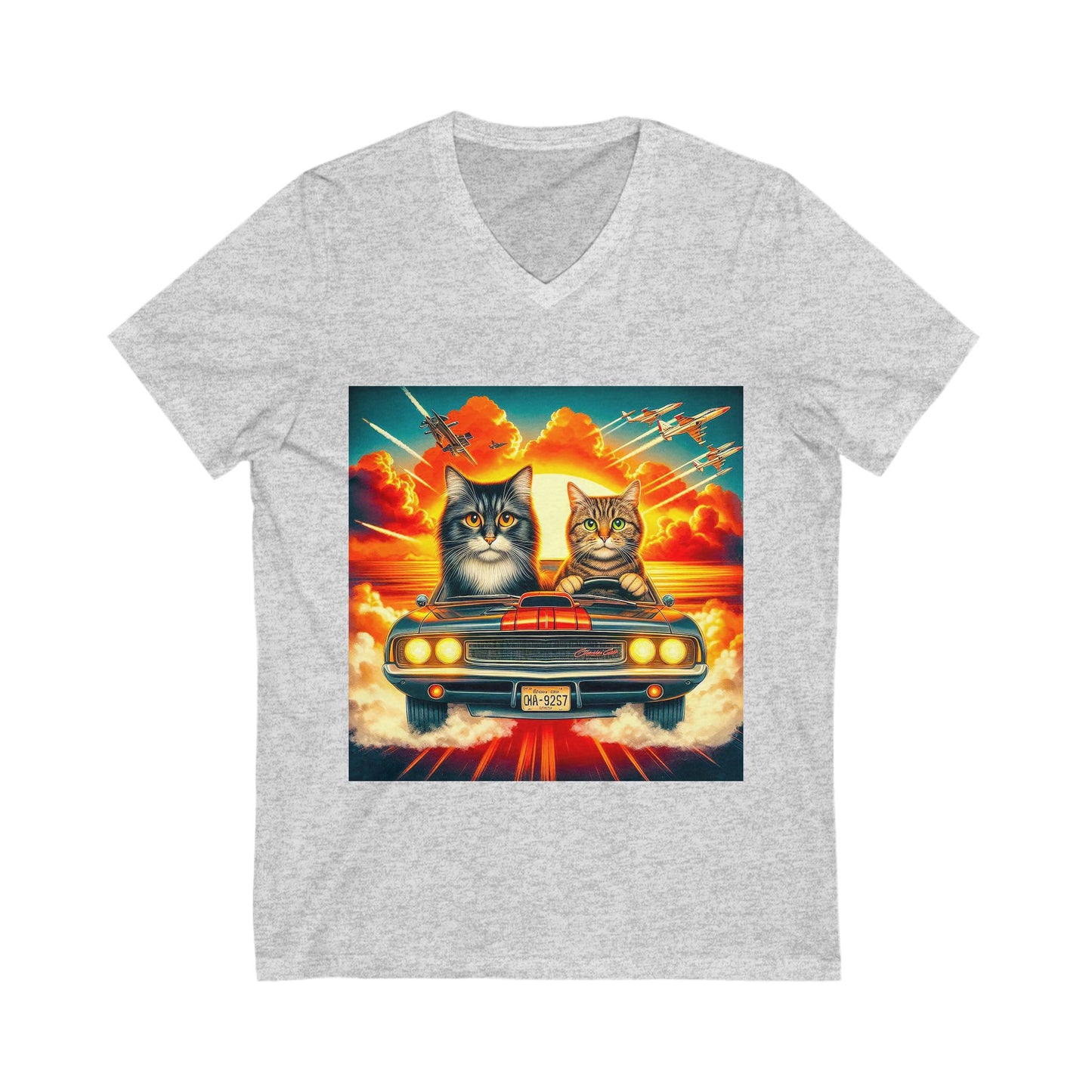 Wacky Domestic Cat Unisex Jersey Short Sleeve V-Neck Tee