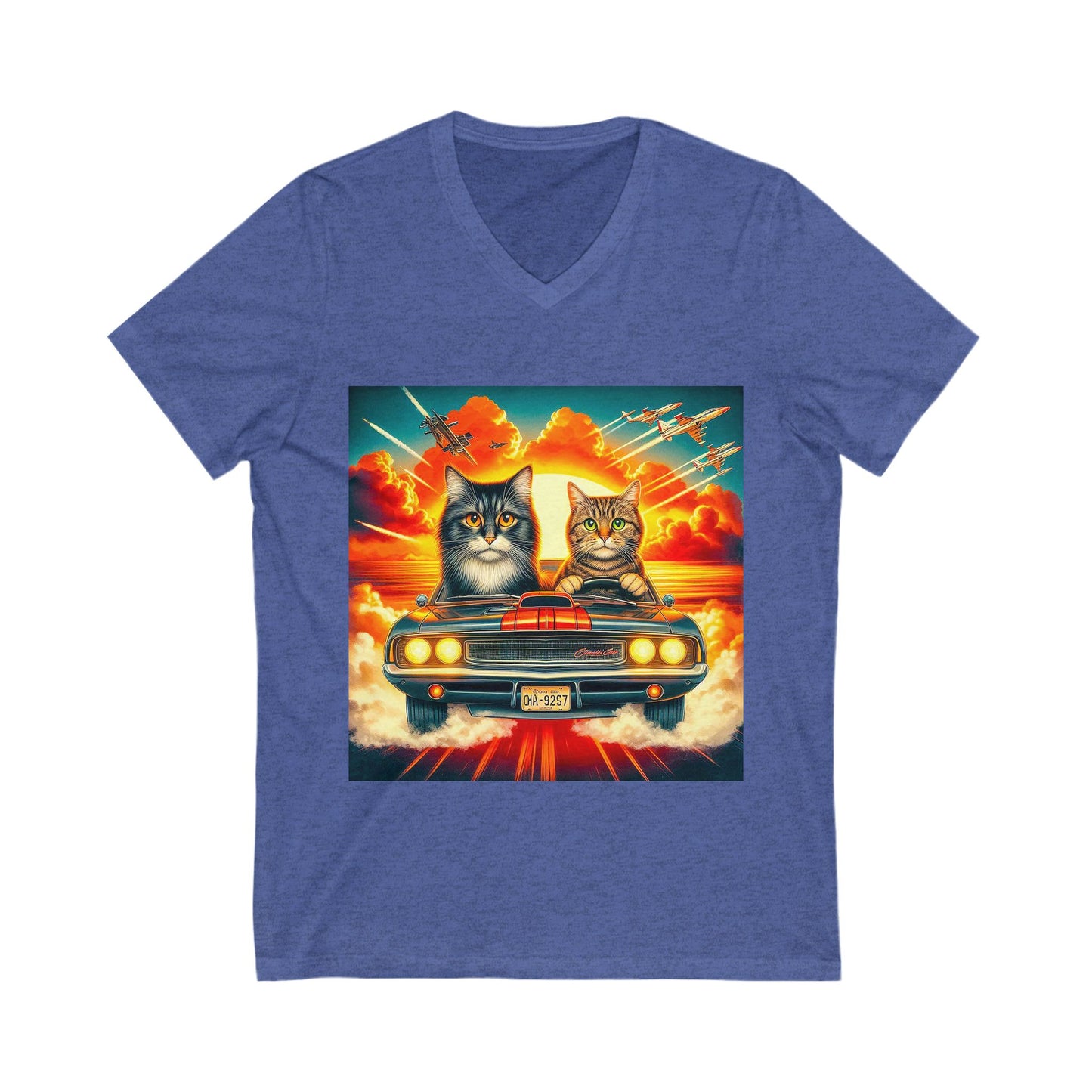 Wacky Domestic Cat Unisex Jersey Short Sleeve V-Neck Tee