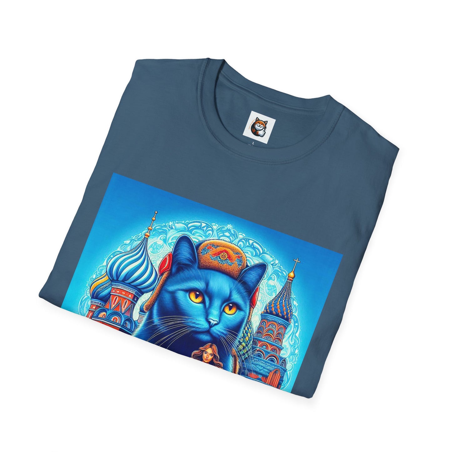 Russian Blue Cat egyptian goddess Softstyle T-Shirt
