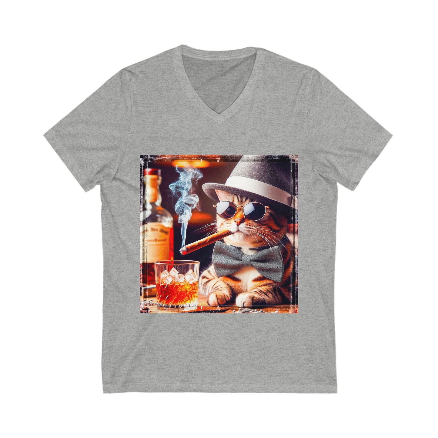 American Shorthair cigars Jersey Short Sleeve V-Neck Tee