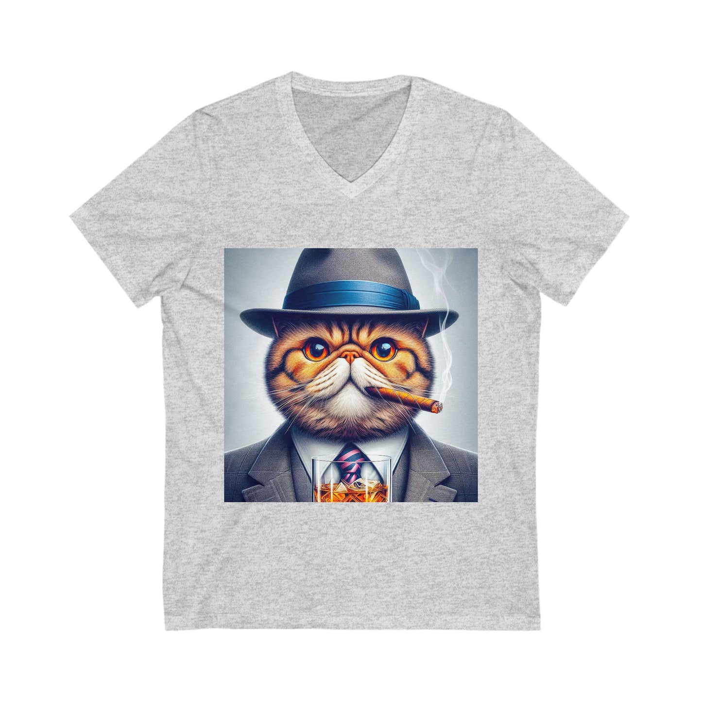 Exotic Shorthair Cat Unisex Jersey Short Sleeve V-Neck Tee