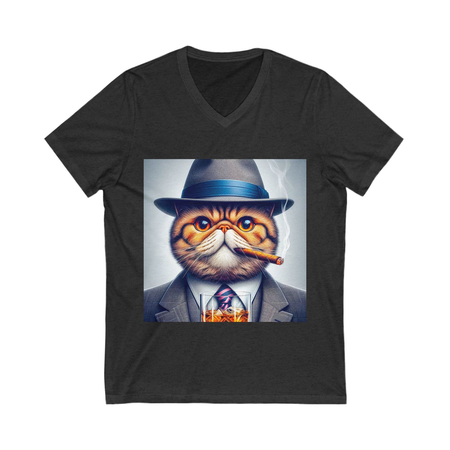 Exotic Shorthair Cat Unisex Jersey Short Sleeve V-Neck Tee