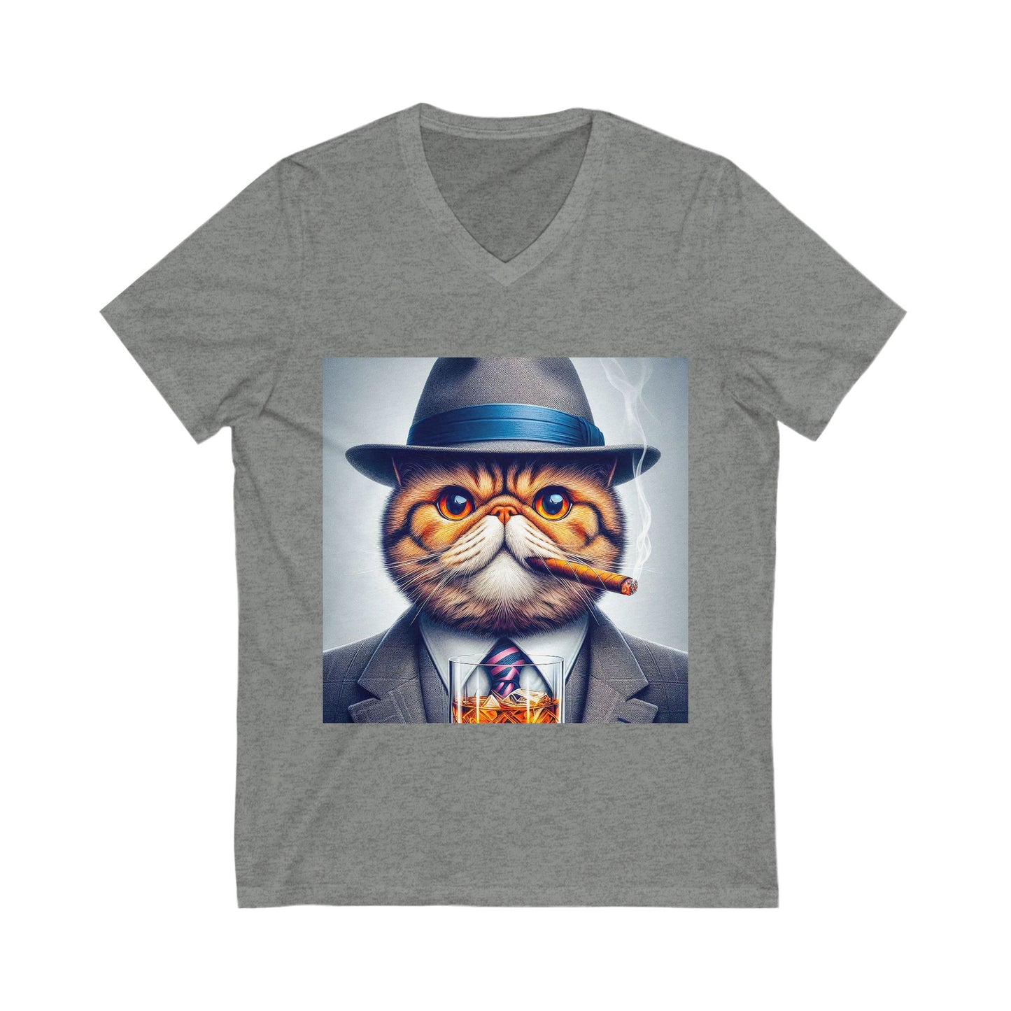 Exotic Shorthair Cat Unisex Jersey Short Sleeve V-Neck Tee