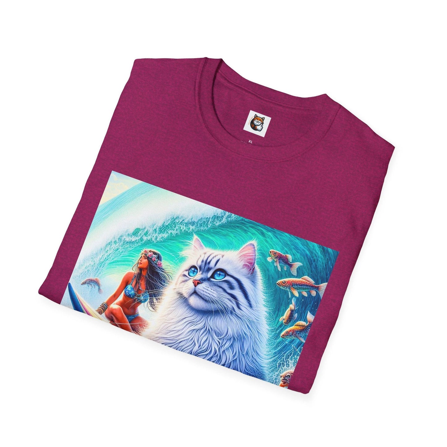 Siberian Cat surfs up shirt by Printify