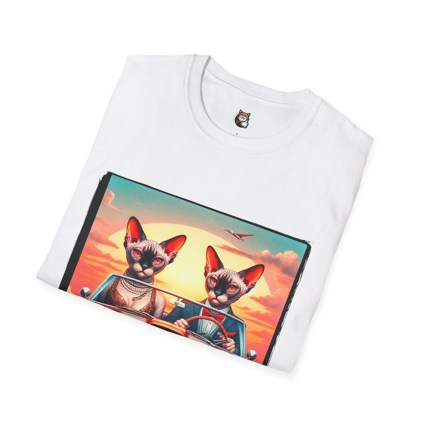 Wacky Devon Rex vintage car Unisex Softstyle T-Shirt