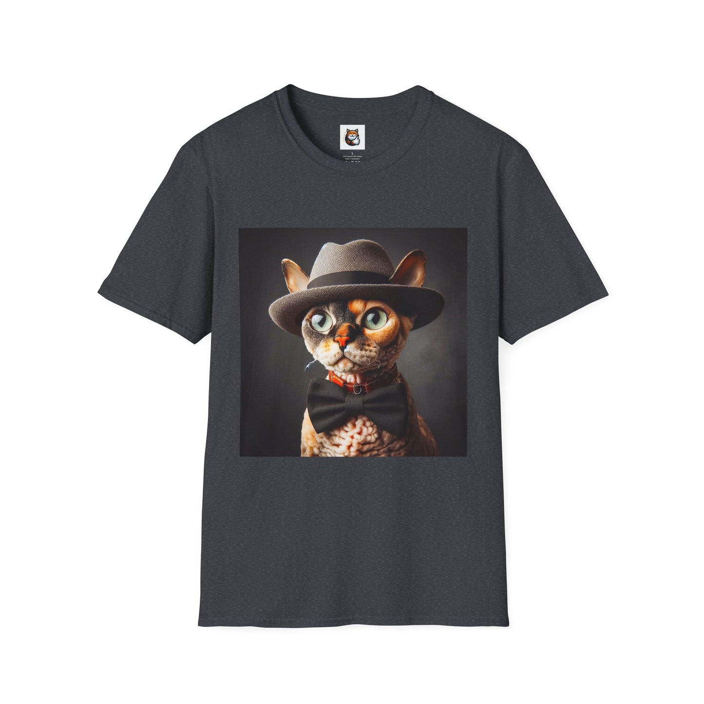 Devon Rex Cat hat and tie Softstyle T-Shirt