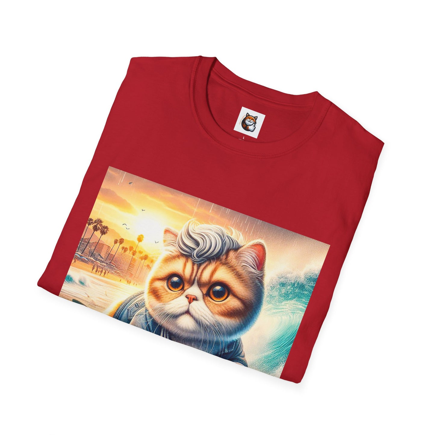 Selkirk Rex Cat T-Shirt -handsome surfer