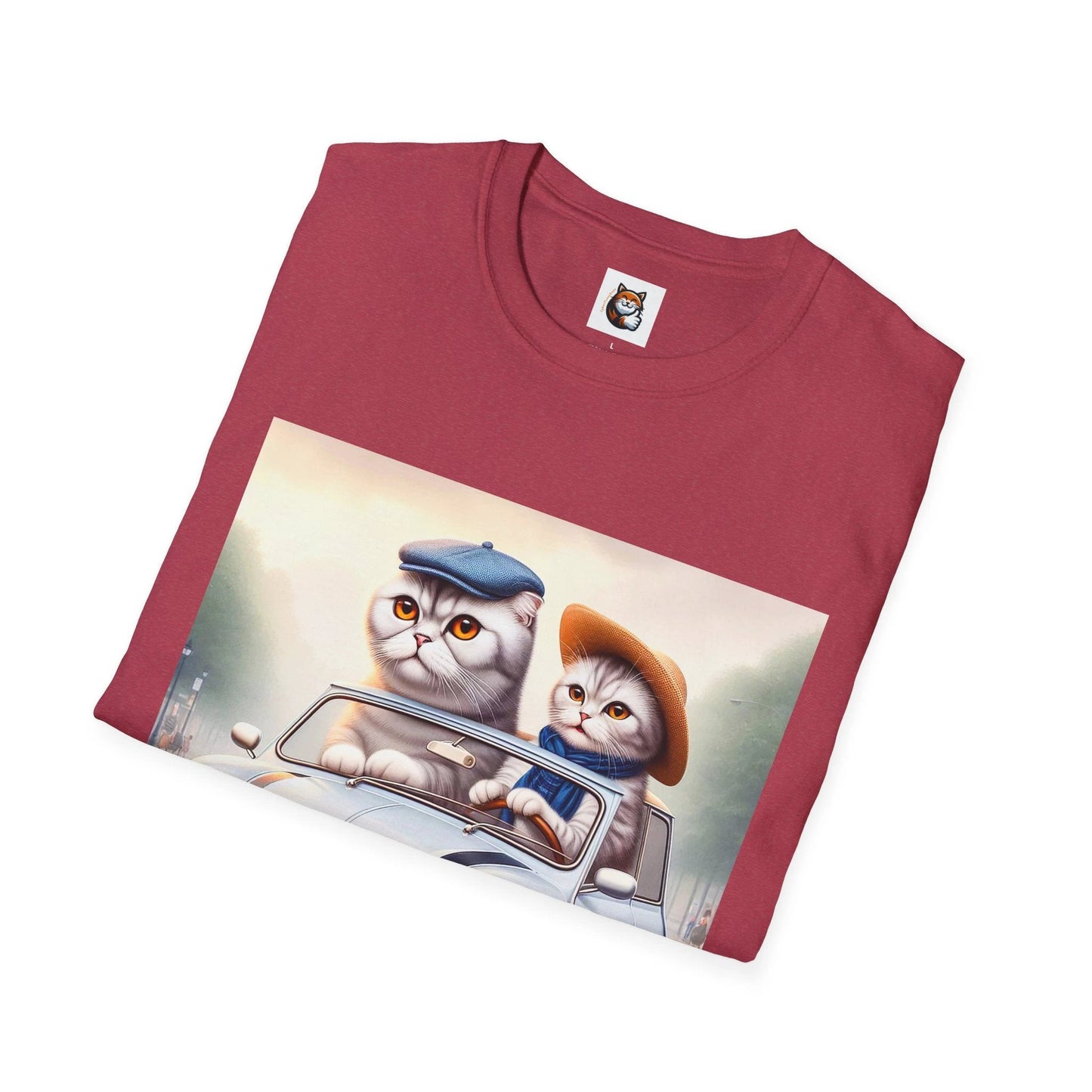 Scottish Fold Cat French couple driving by Printify