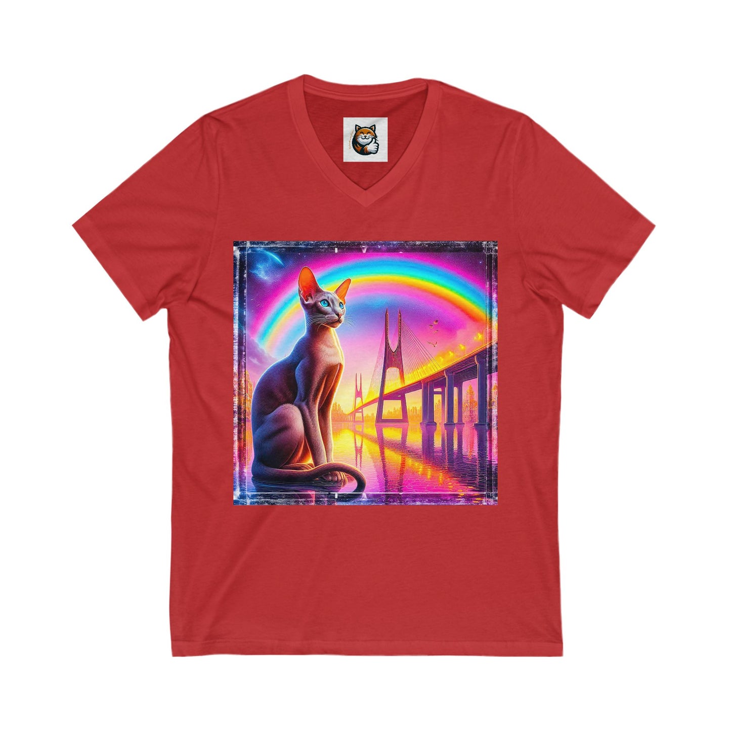 Oriental Shorthair Unisex Jersey Short Sleeve V-Neck Tee