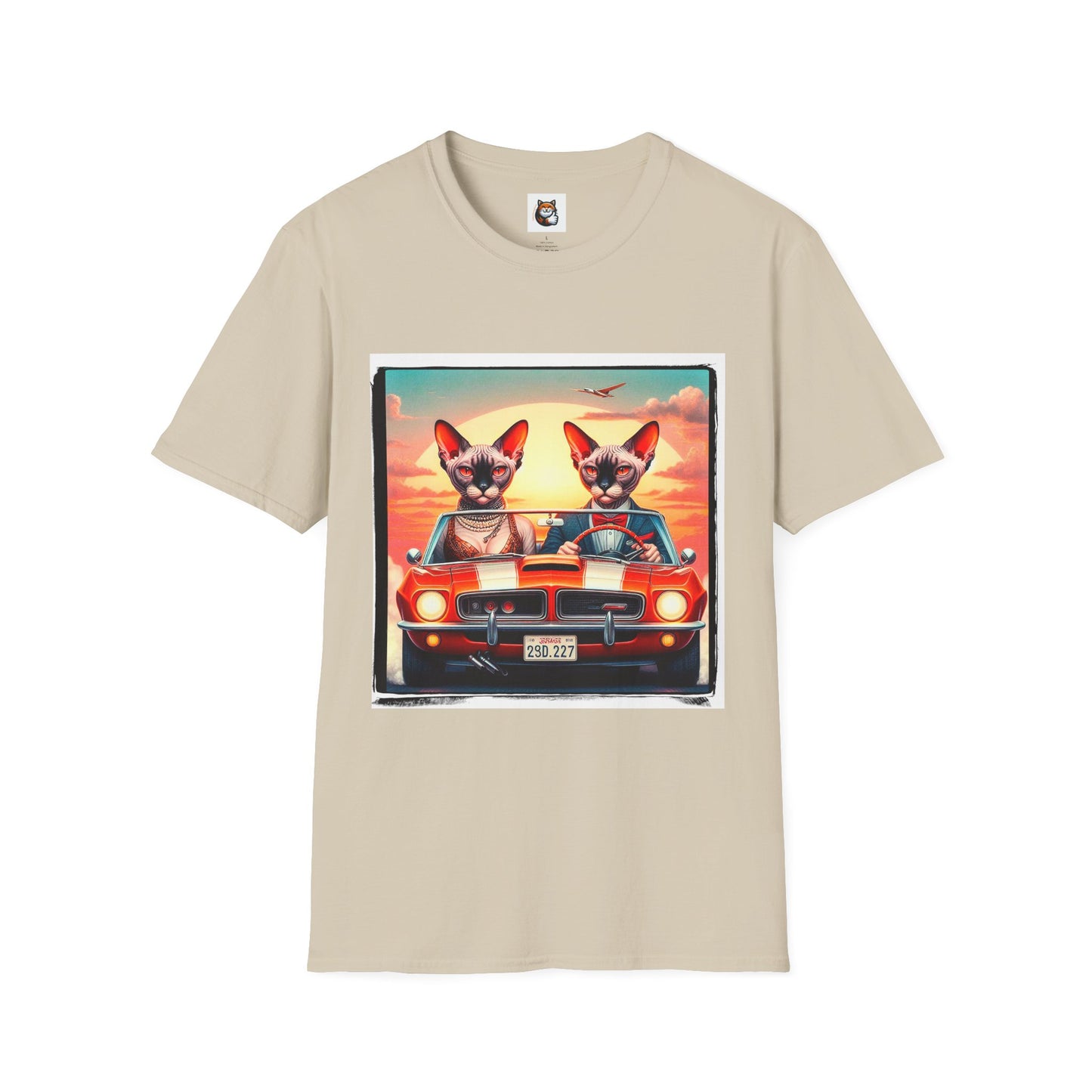 Wacky Devon Rex vintage car Unisex Softstyle T-Shirt