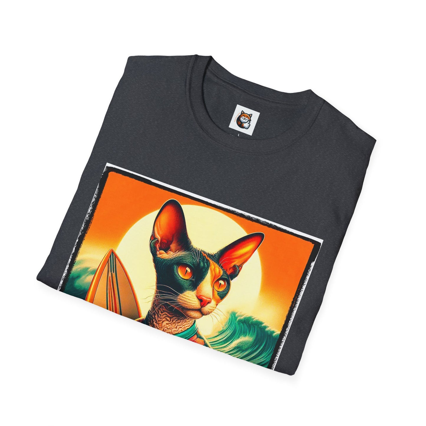 Cornish Rex Cat crashing waves T-Shirt