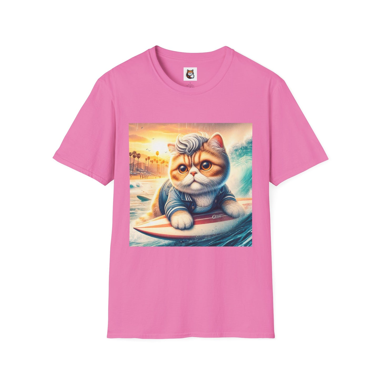 Selkirk Rex Cat T-Shirt -handsome surfer