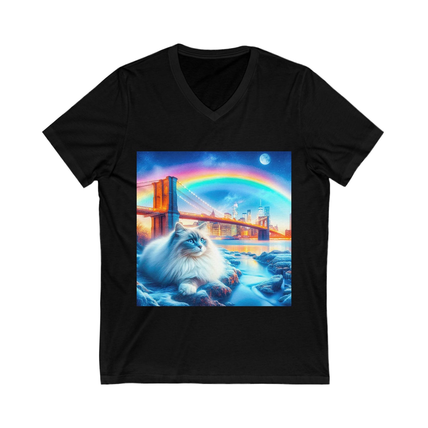 Ragdoll Cat Unisex Jersey Short Sleeve V-Neck Tee