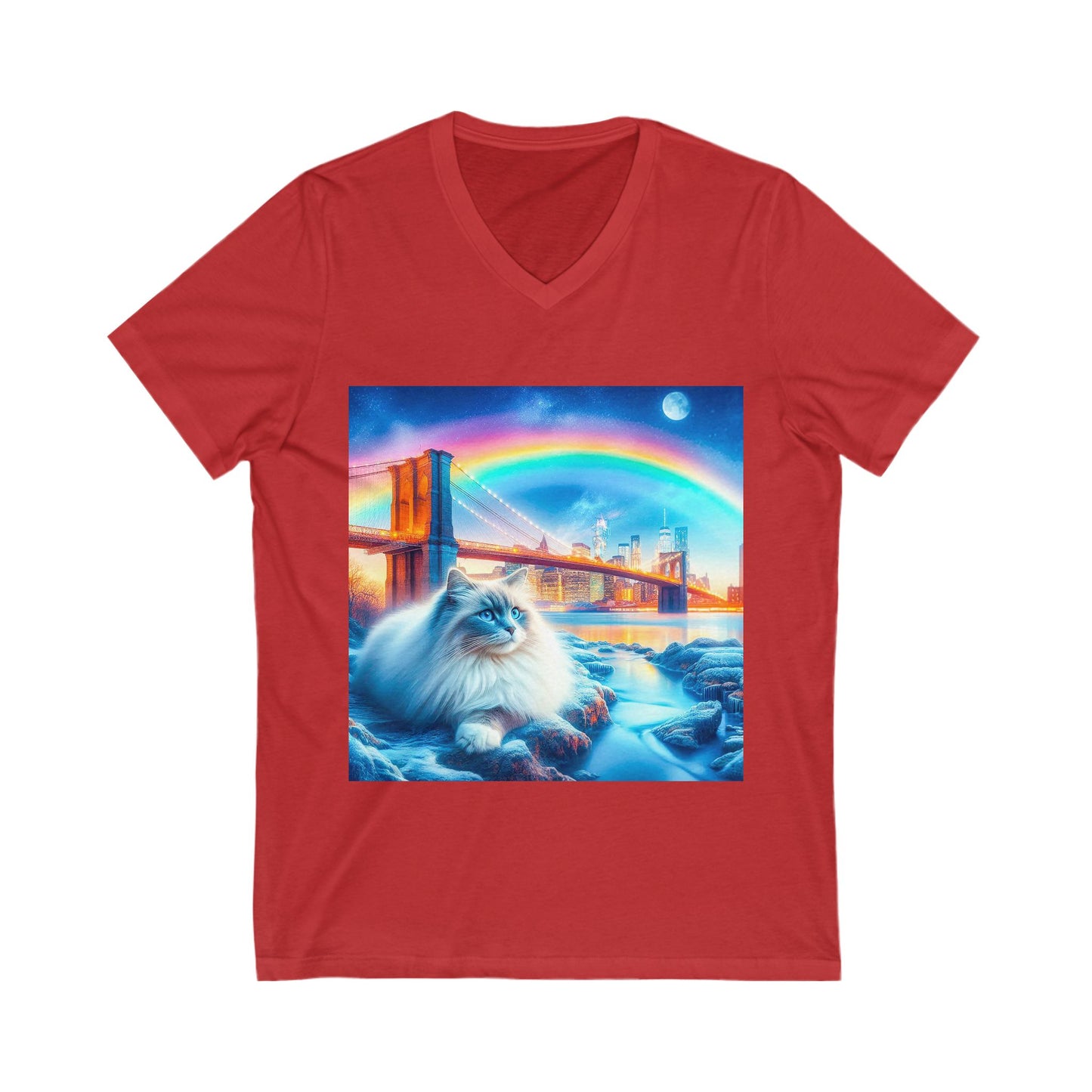 Ragdoll Cat Unisex Jersey Short Sleeve V-Neck Tee