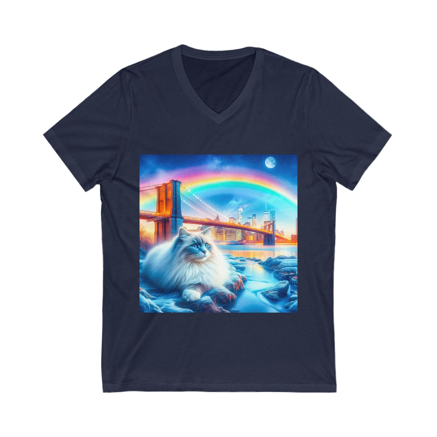 Ragdoll Cat Unisex Jersey Short Sleeve V-Neck Tee