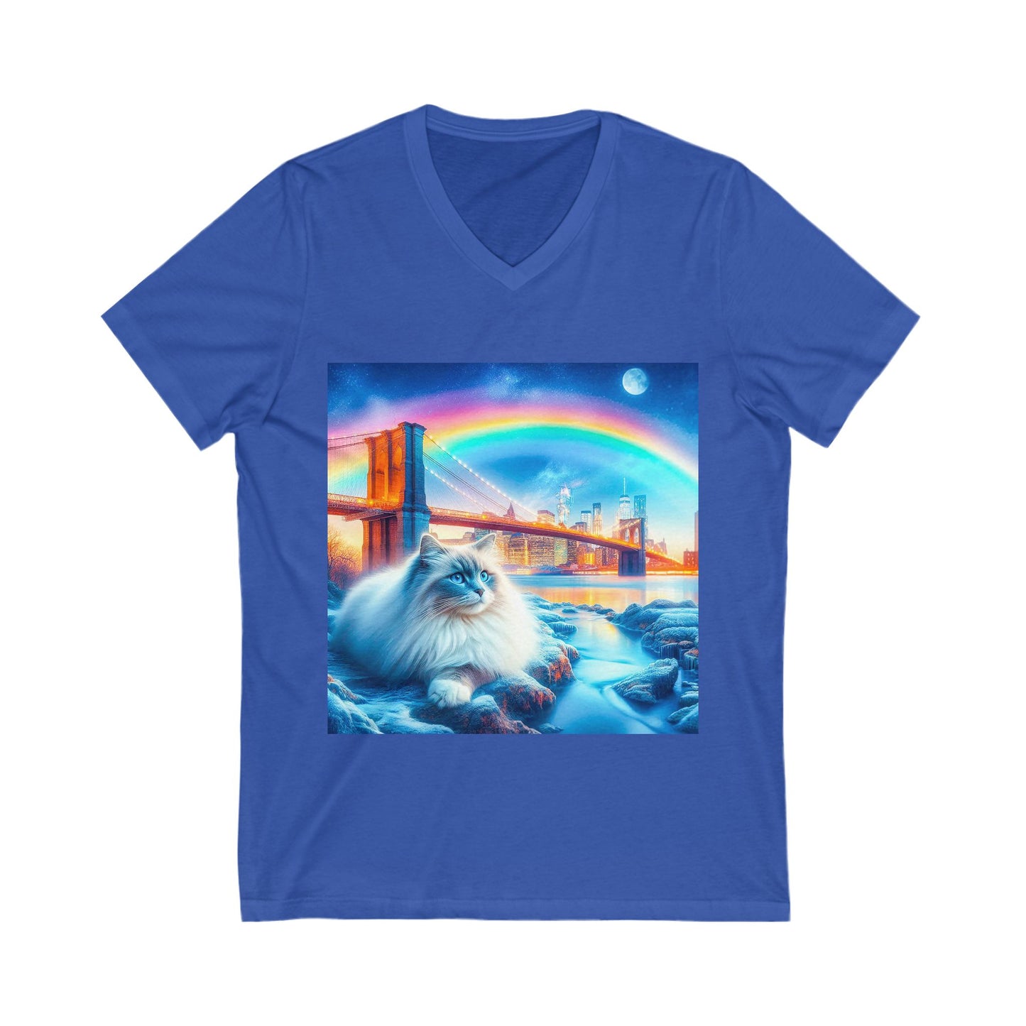 Ragdoll Cat Unisex Jersey Short Sleeve V-Neck Tee