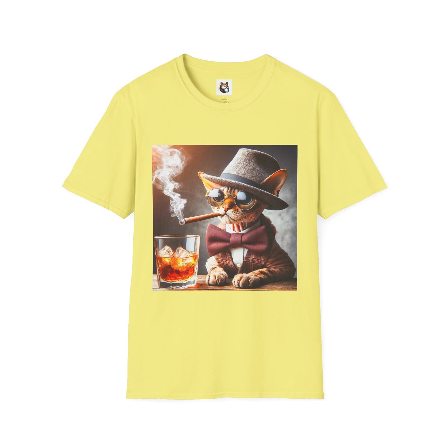 Devon Rex Cat whiskey drinker Softstyle T-Shirt