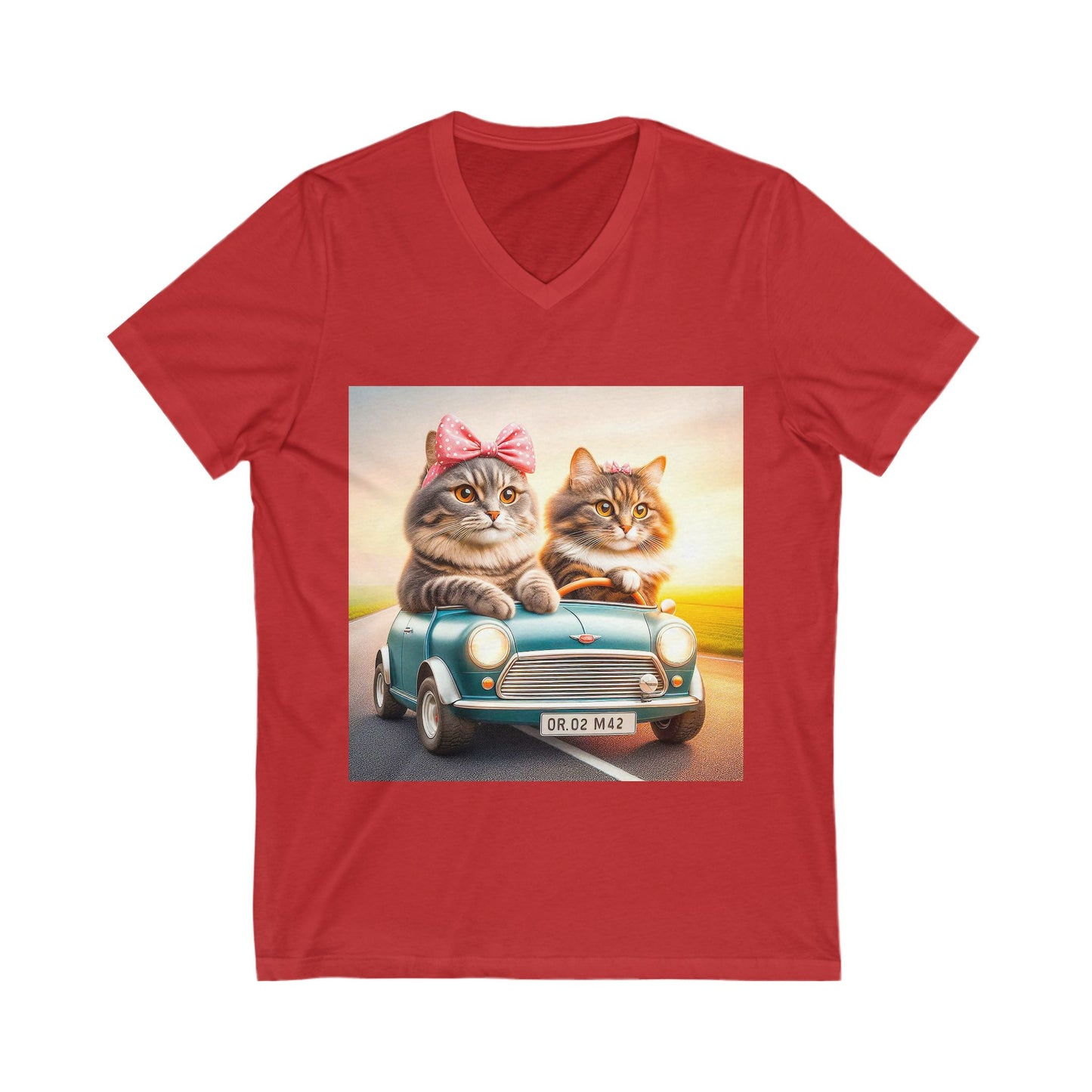 Wacky Domestic Cat Unisex Jersey Short Sleeve V-Neck Tee