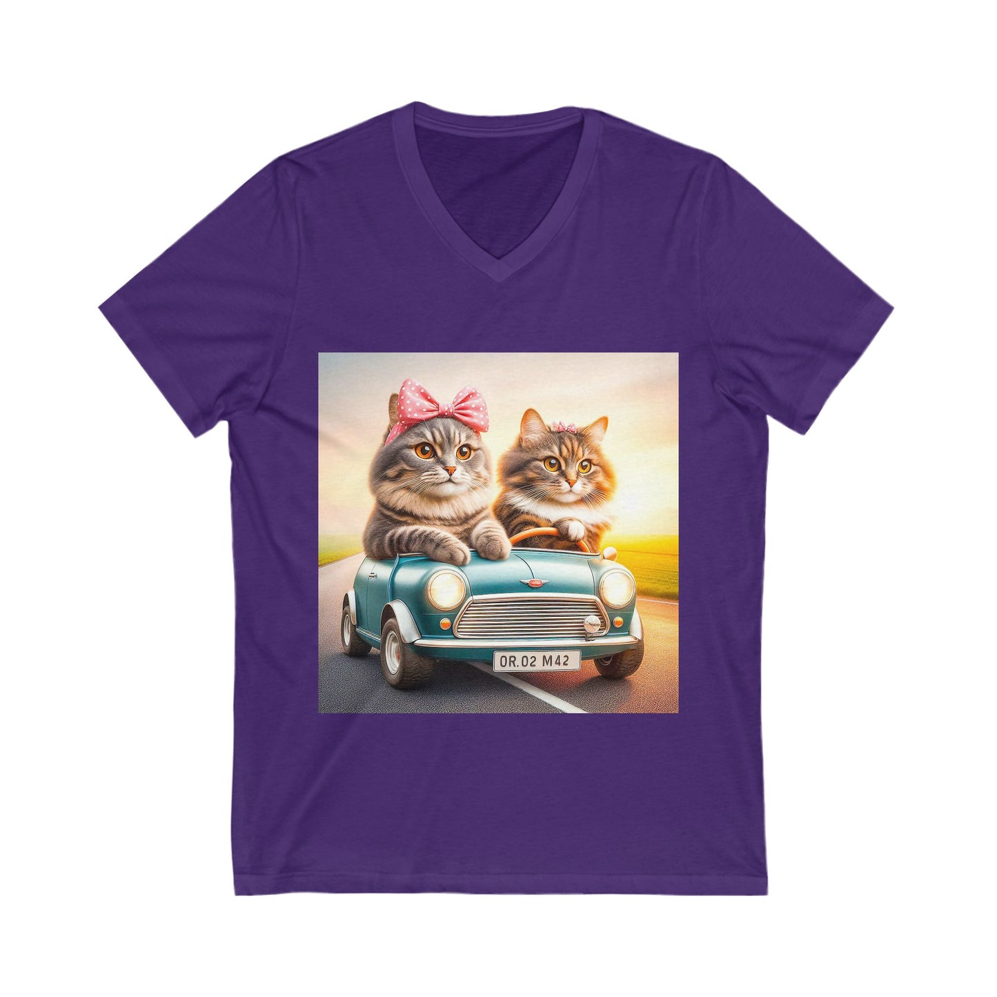 Wacky Domestic Cat Unisex Jersey Short Sleeve V-Neck Tee