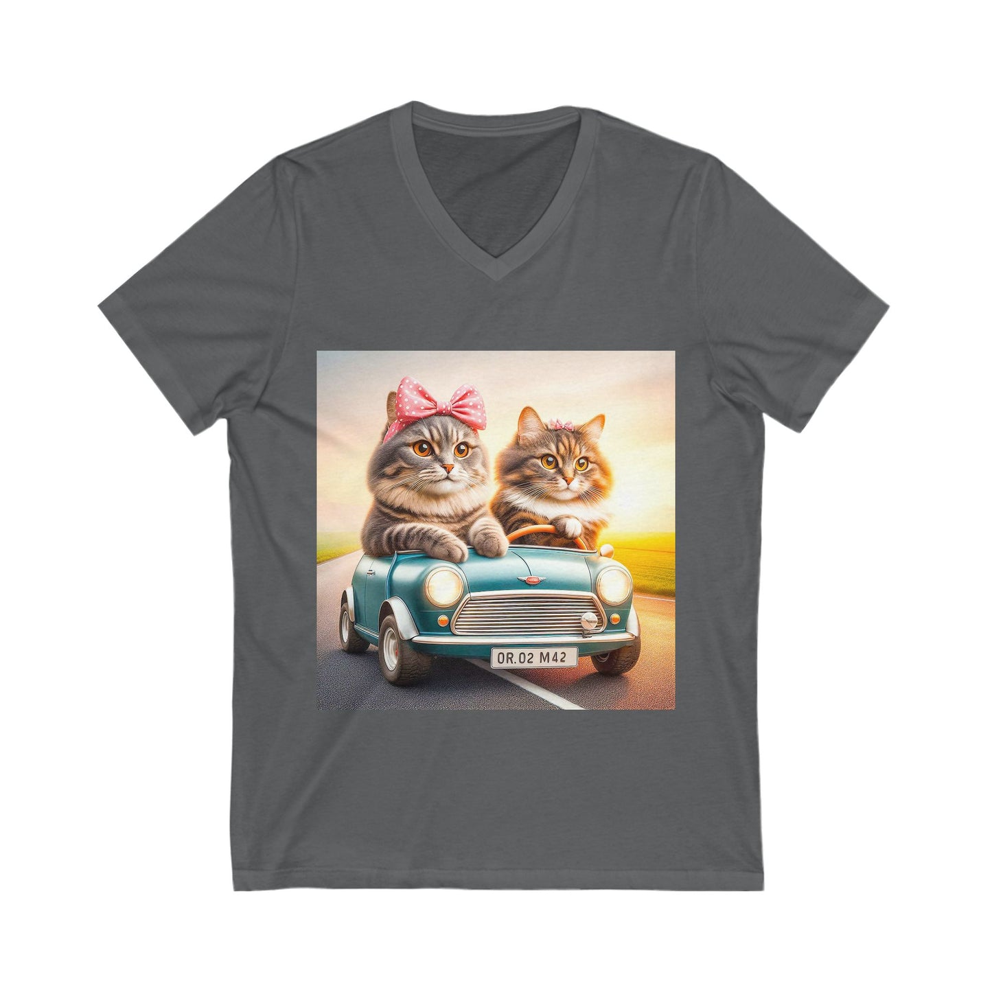 Wacky Domestic Cat Unisex Jersey Short Sleeve V-Neck Tee