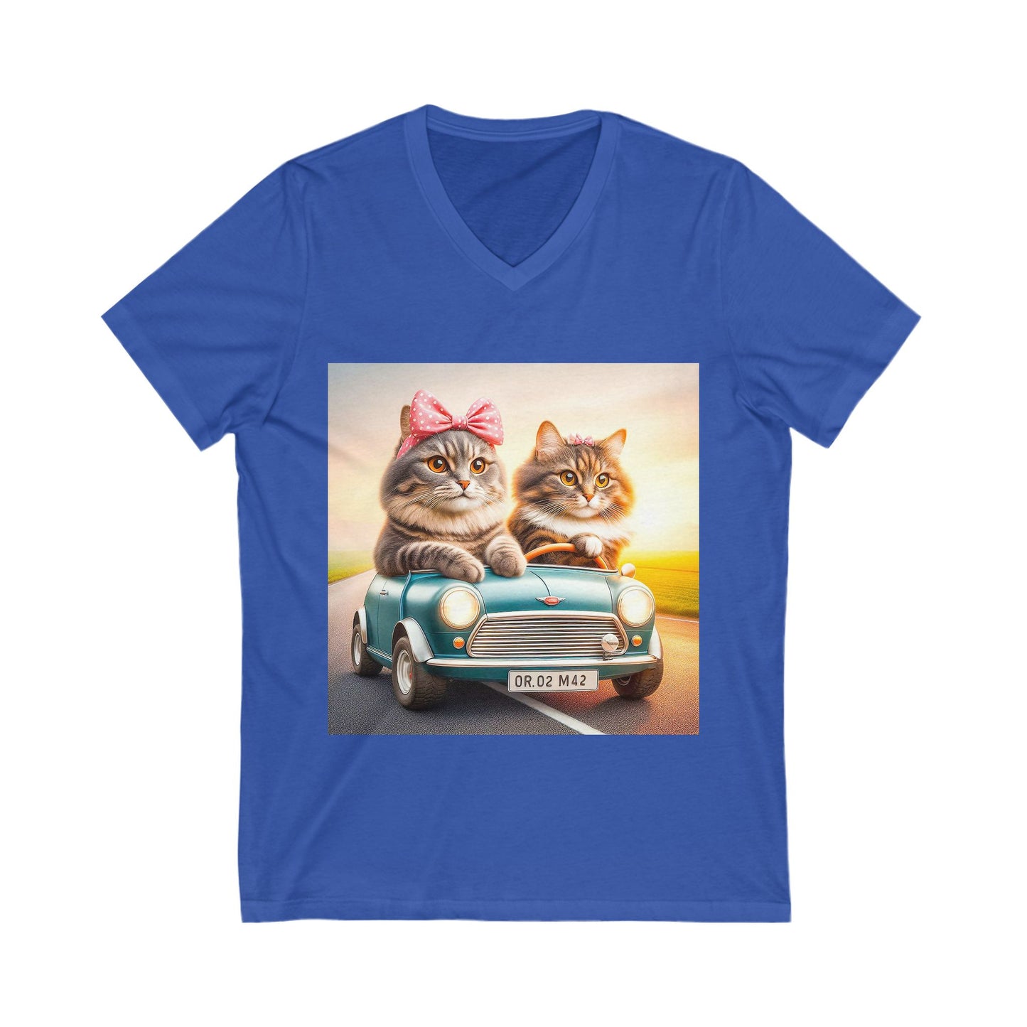 Wacky Domestic Cat Unisex Jersey Short Sleeve V-Neck Tee