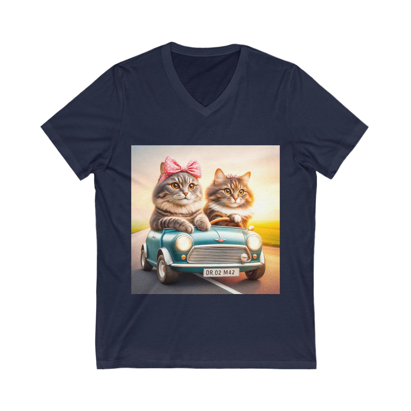 Wacky Domestic Cat Unisex Jersey Short Sleeve V-Neck Tee