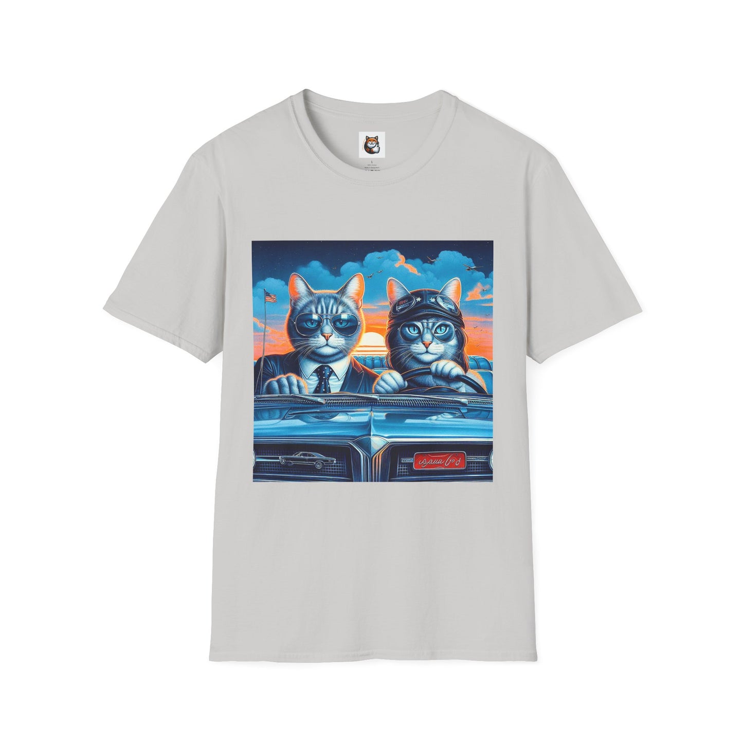 Wacky Russian Blue Cat cute couple driving T-Shirt