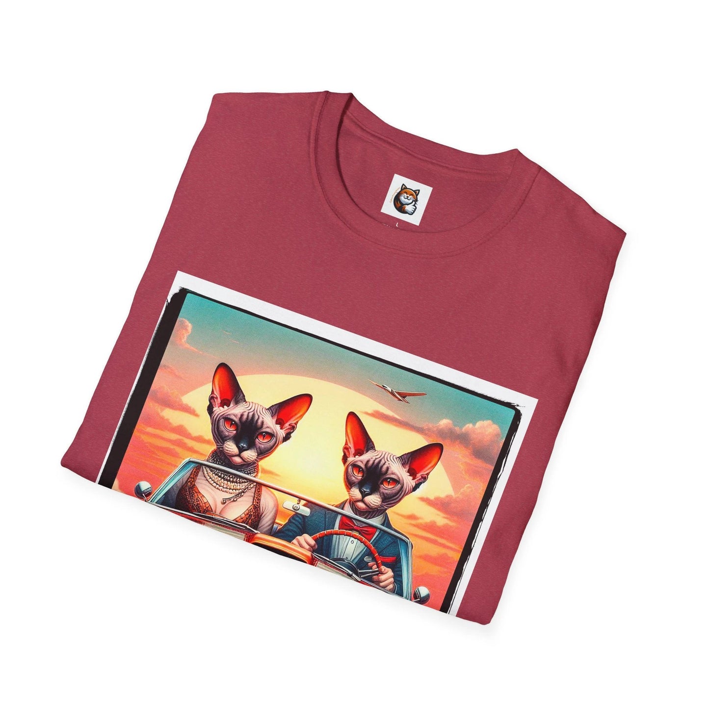 Wacky Devon Rex vintage car Unisex Softstyle T-Shirt by Printify