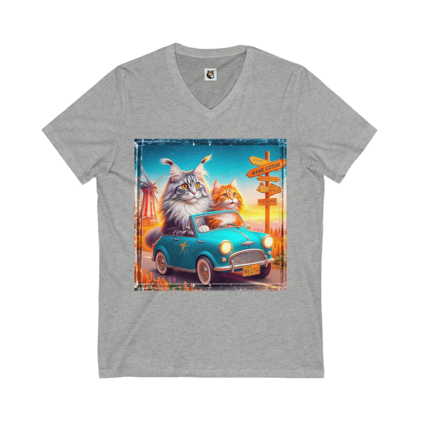 Wacky Maine Coon Unisex Jersey Short Sleeve V-Neck Tee