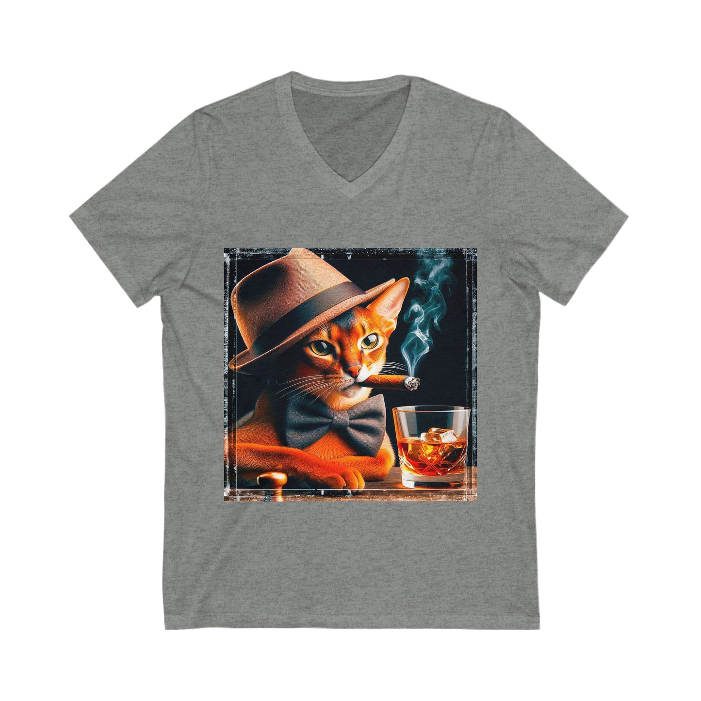 Abyssinian cigar smoking Short Sleeve V-Neck Tee