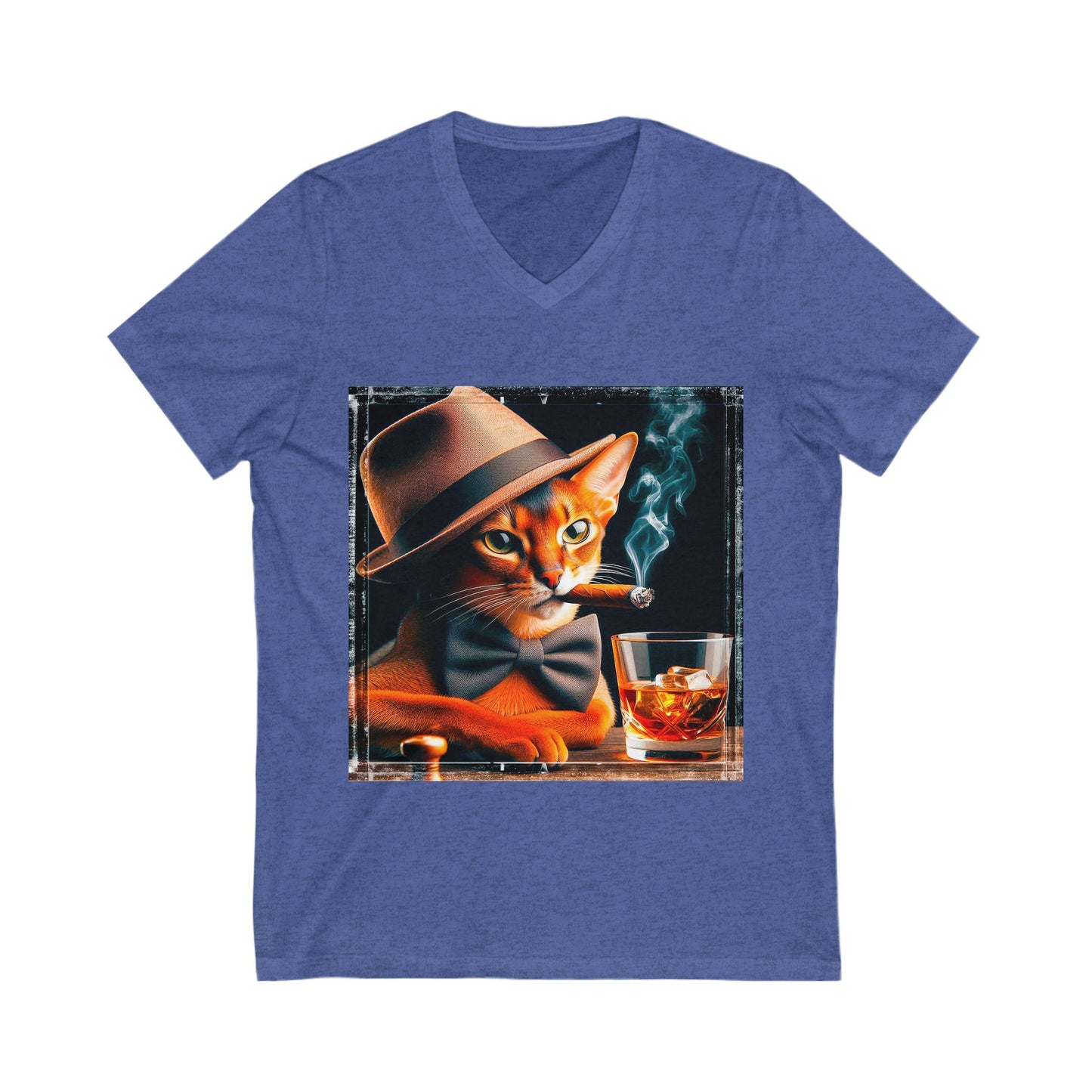 Abyssinian cigar smoking Short Sleeve V-Neck Tee
