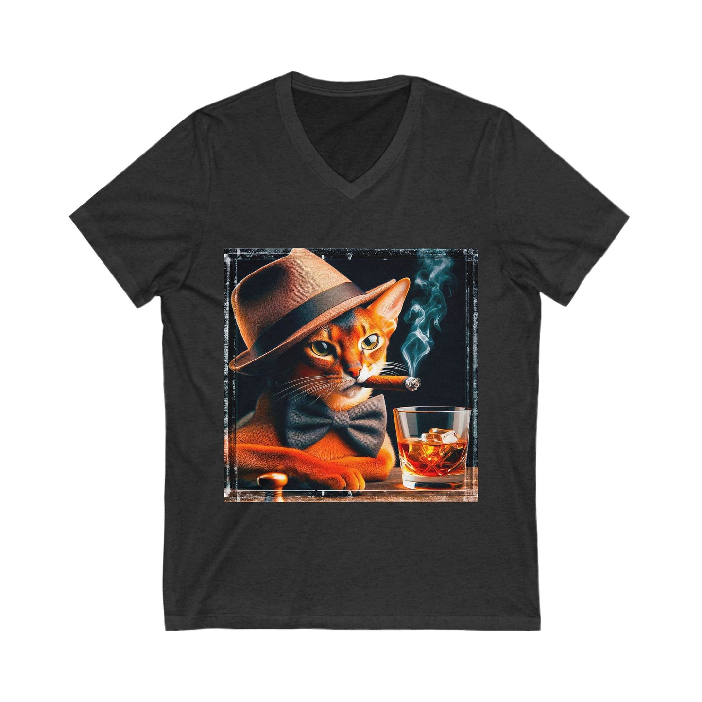 Abyssinian cigar smoking Short Sleeve V-Neck Tee