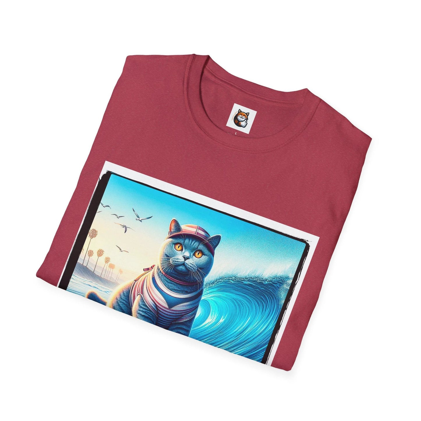 British Shorthair surfer Softstyle T-Shirt by Printify